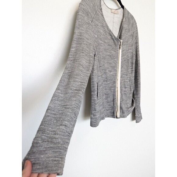 Nation LTD Zip Up Sweater Womens Size S Gray Asymmetrical Pockets Casual Neutral - Picture 2 of 9